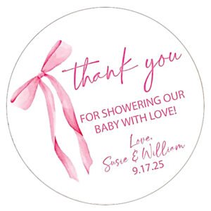 pink bow favor sticker
