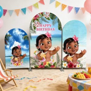 Baby Moana Theme Backdrop Cover