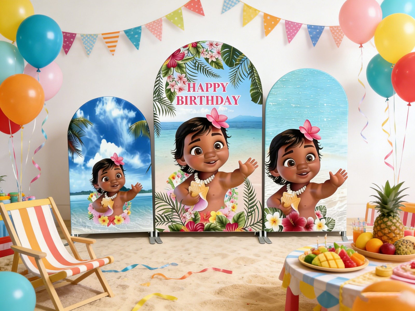 Baby Moana Theme Backdrop Cover Baby Moana Theme Backdrop Cover