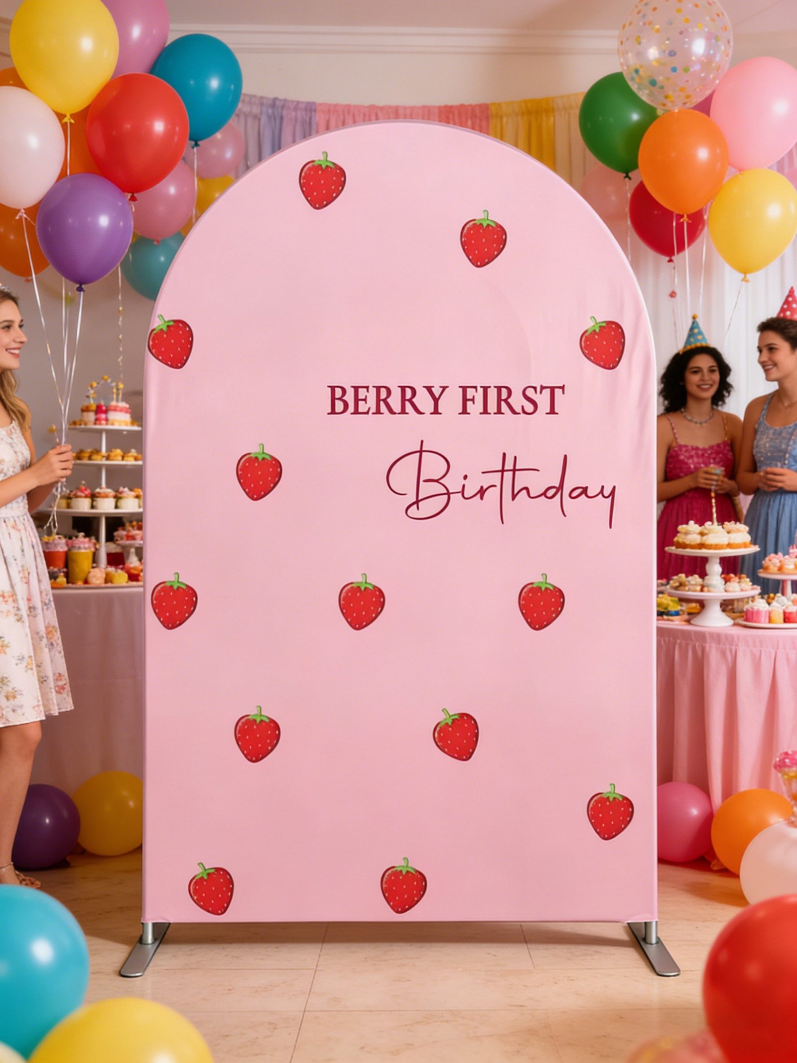 sweet strawberry theme backdrop cover Sweet Strawberry Theme Backdrop Cover