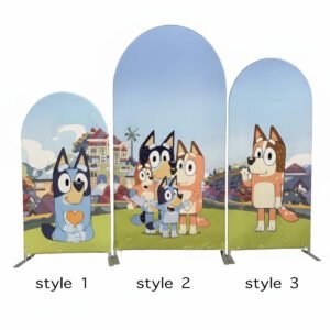 Bluey Theme Birthday Backdrop for Boys and Girls, Blue Dog Cartoon Arch Wall Decor, Kids First Birthday Party Supplies, Outdoor Garden Theme Chiara Backdrop
