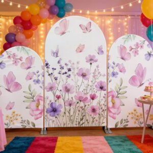 boho butterfly floral theme backdrop cover
