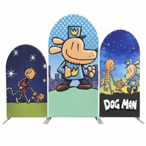 Dog Man Chiara Wall Arch Backdrop Set - Kids Book Themed Birthday Party Decor 01