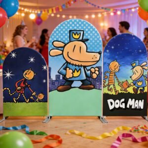 dog man themed backdrop cover