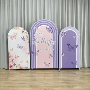 Purple Butterfly Theme Backdrop Cover