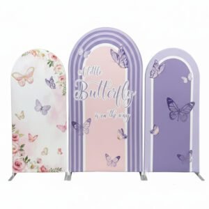 Purple Butterfly Theme Backdrop Cover