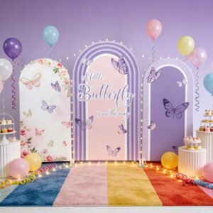 Purple Butterfly Theme Backdrop Cover