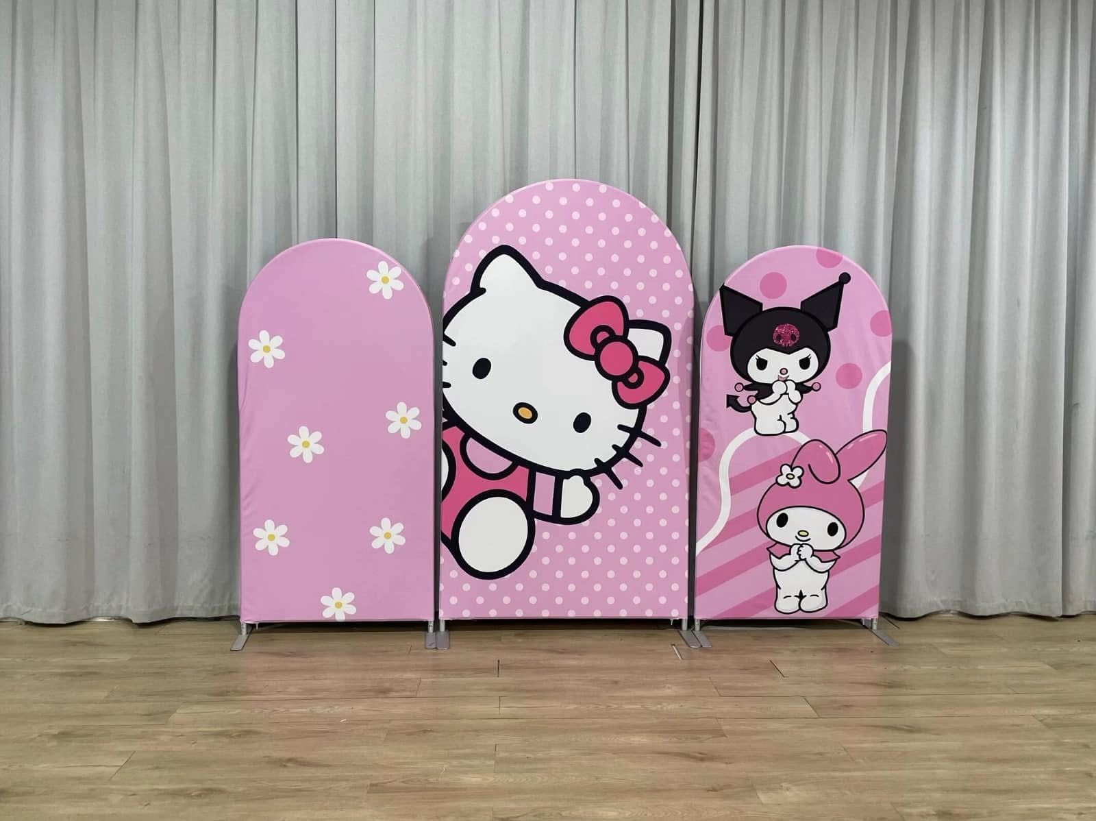 Hello Kitty and Friends Arch Backdrop Cover, My Melody and Kuromi Party Background, Pink Polka Dot Chiara Wall Decor, Cute Kawaii Birthday Backdrop Hello Kitty and Friends Arch Backdrop Cover, My Melody and Kuromi Party Background, Pink Polka Dot Chiara Wall Decor, Cute Kawaii Birthday Backdrop