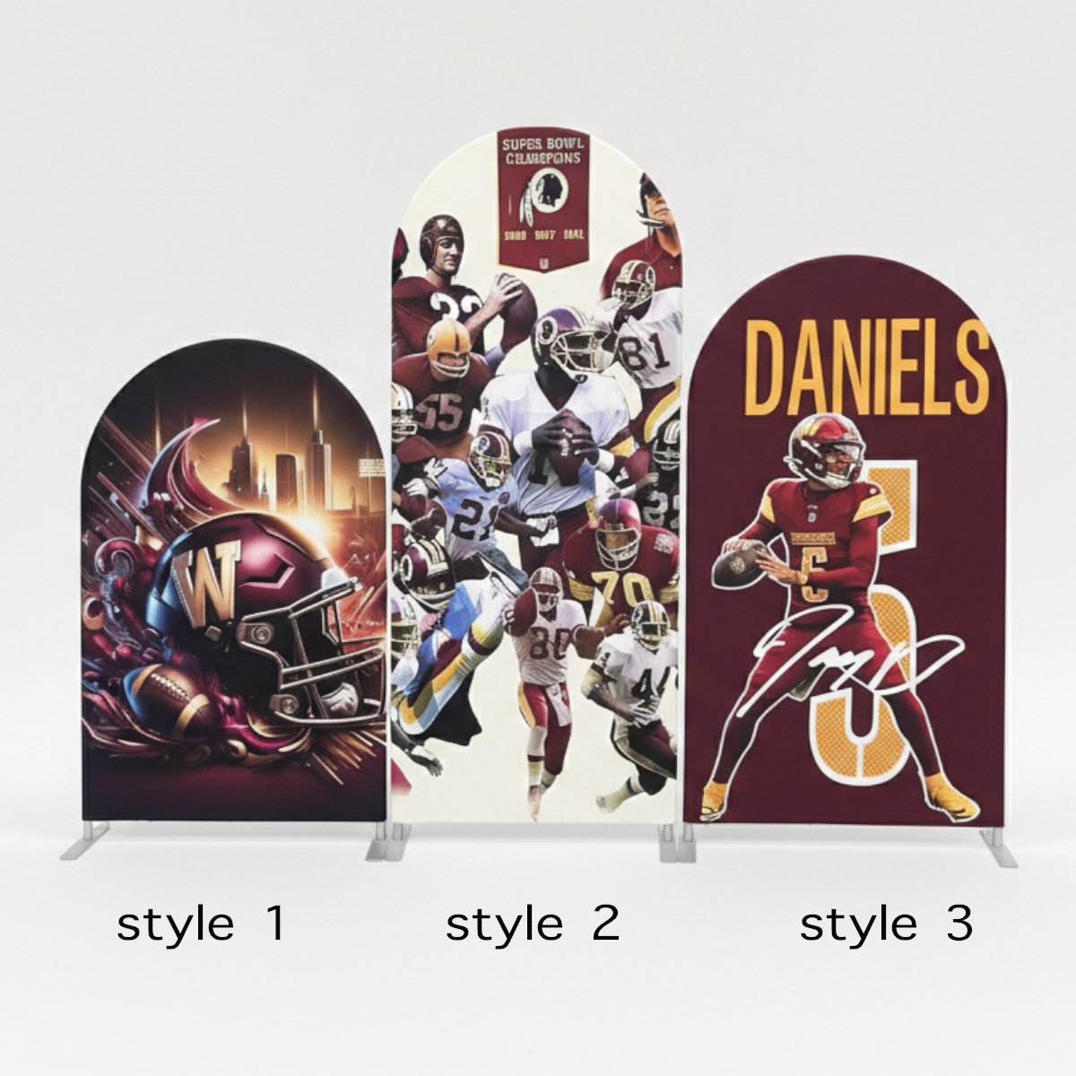 Jayden Daniels Commanders Football Arch Backdrop Cover, Washington Football Theme Party Background, #5 Quarterback Chiara Wall Decor, Set of 3 Elastic Covers Jayden Daniels Commanders Football Arch Backdrop Cover, Washington Football Theme Party Background, #5 Quarterback Chiara Wall Decor, Set of 3 Elastic Covers