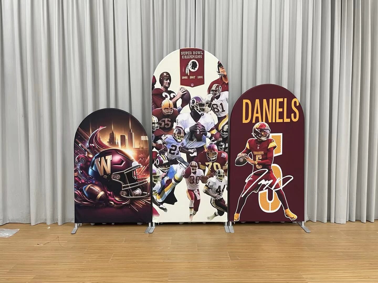 Jayden Daniels Commanders Football Arch Backdrop Cover, Washington Football Theme Party Background, #5 Quarterback Chiara Wall Decor, Set of 3 Elastic Covers Jayden Daniels Commanders Football Arch Backdrop Cover, Washington Football Theme Party Background, #5 Quarterback Chiara Wall Decor, Set of 3 Elastic Covers