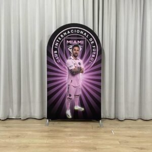 Lionel Messi Inter Miami Theme Arch Backdrop Cover, Pink Soccer Star Birthday Party Background, Club Internacional de Fútbol Miami Decor, Chiara Wall Cover