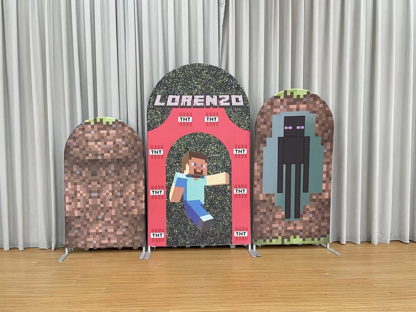 Minecraft Backdrop, Green Grass and TNT Theme Arch Cover, Boys Video Game Birthday Party Decoration, Game Character Photo Booth Props Minecraft Backdrop, Green Grass and TNT Theme Arch Cover, Boys Video Game Birthday Party Decoration, Game Character Photo Booth Props