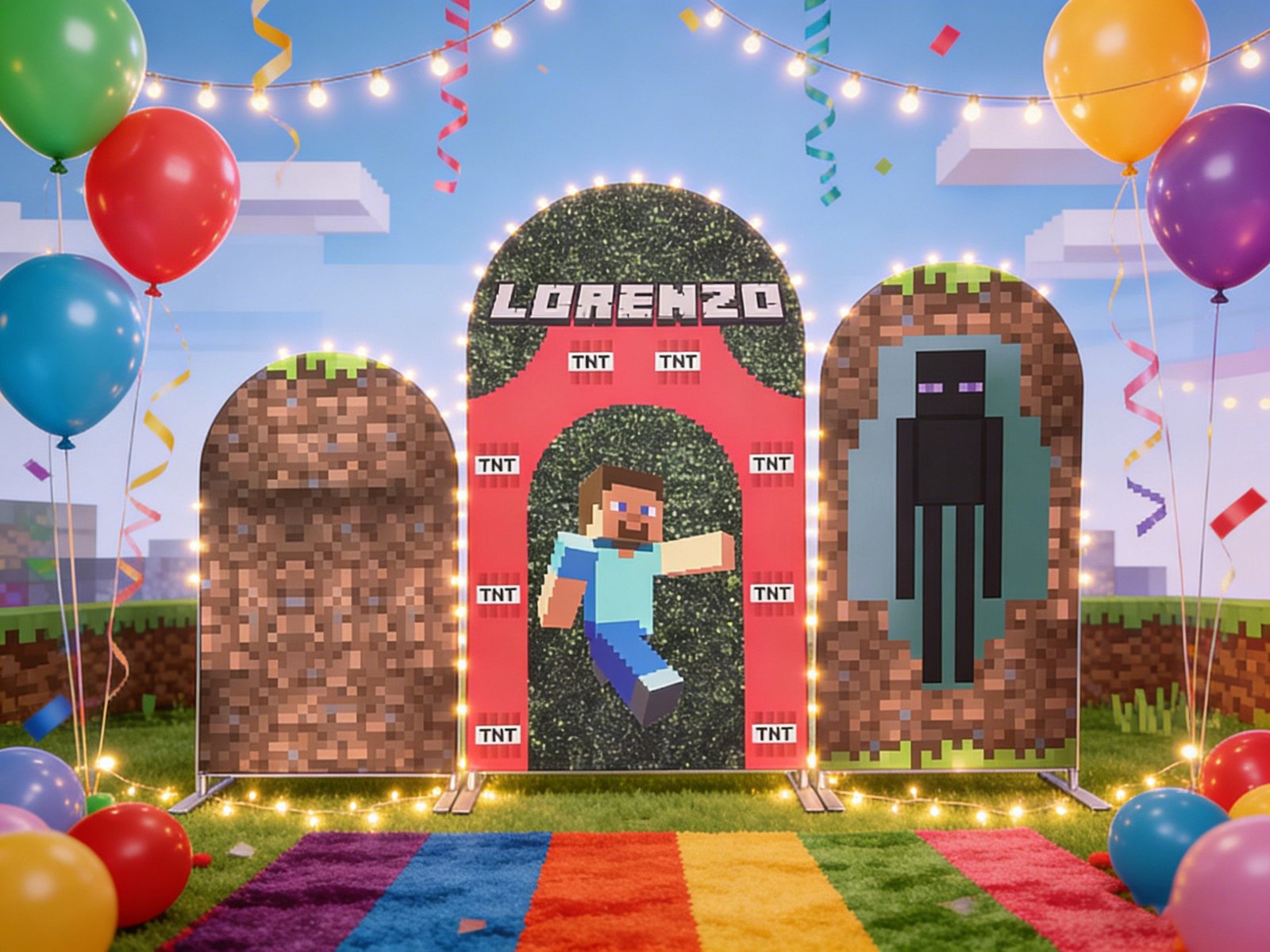 Minecraft Backdrop, Green Grass and TNT Theme Arch Cover, Boys Video Game Birthday Party Decoration, Game Character Photo Booth Props Minecraft Backdrop, Green Grass and TNT Theme Arch Cover, Boys Video Game Birthday Party Decoration, Game Character Photo Booth Props