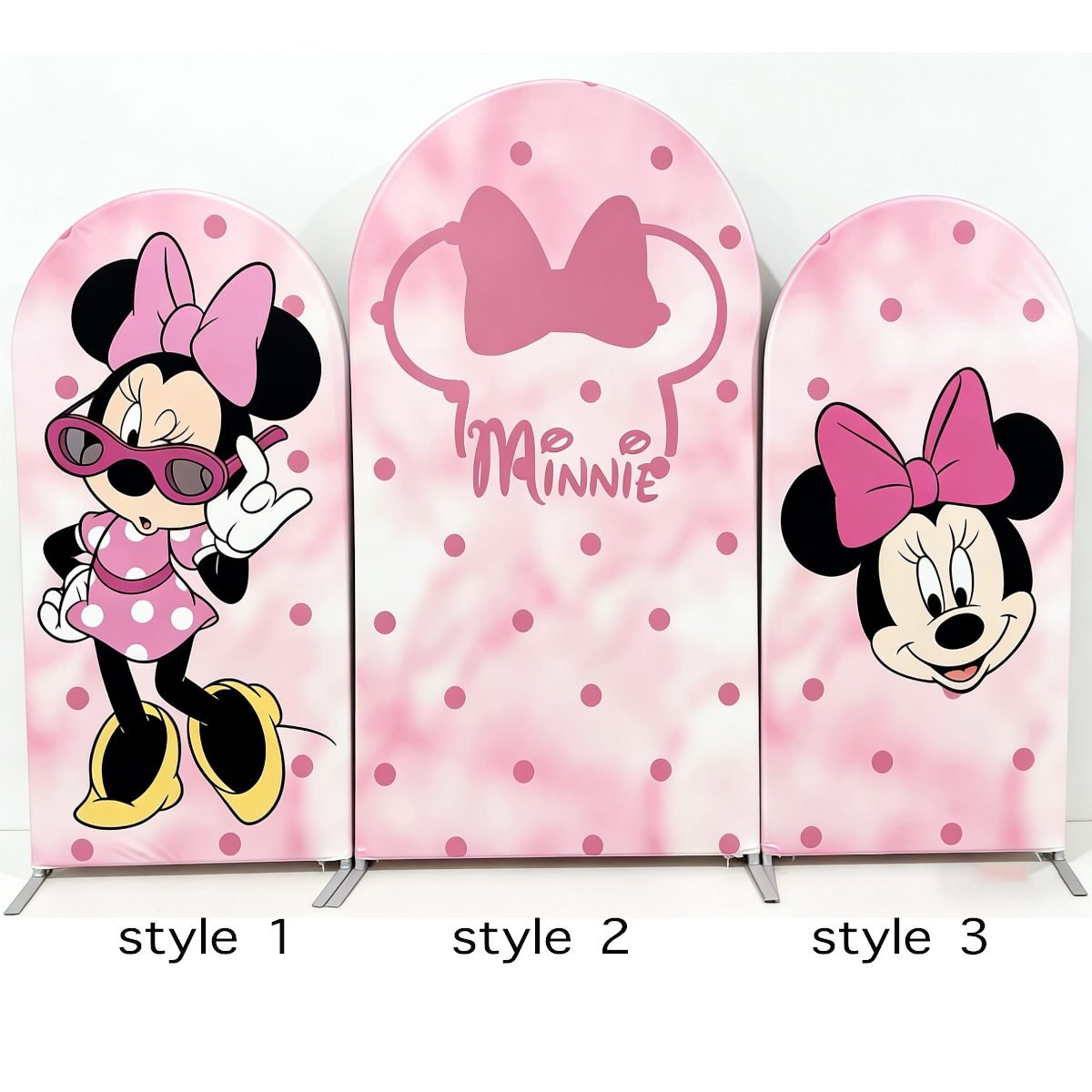 Minnie Mouse Arch Backdrop Set - 3 Panels Pink Polka Dot & Bow Photo Booth Background for Kids Birthday Party Decor Minnie Mouse Arch Backdrop Set - 3 Panels Pink Polka Dot & Bow Photo Booth Background for Kids Birthday Party Decor