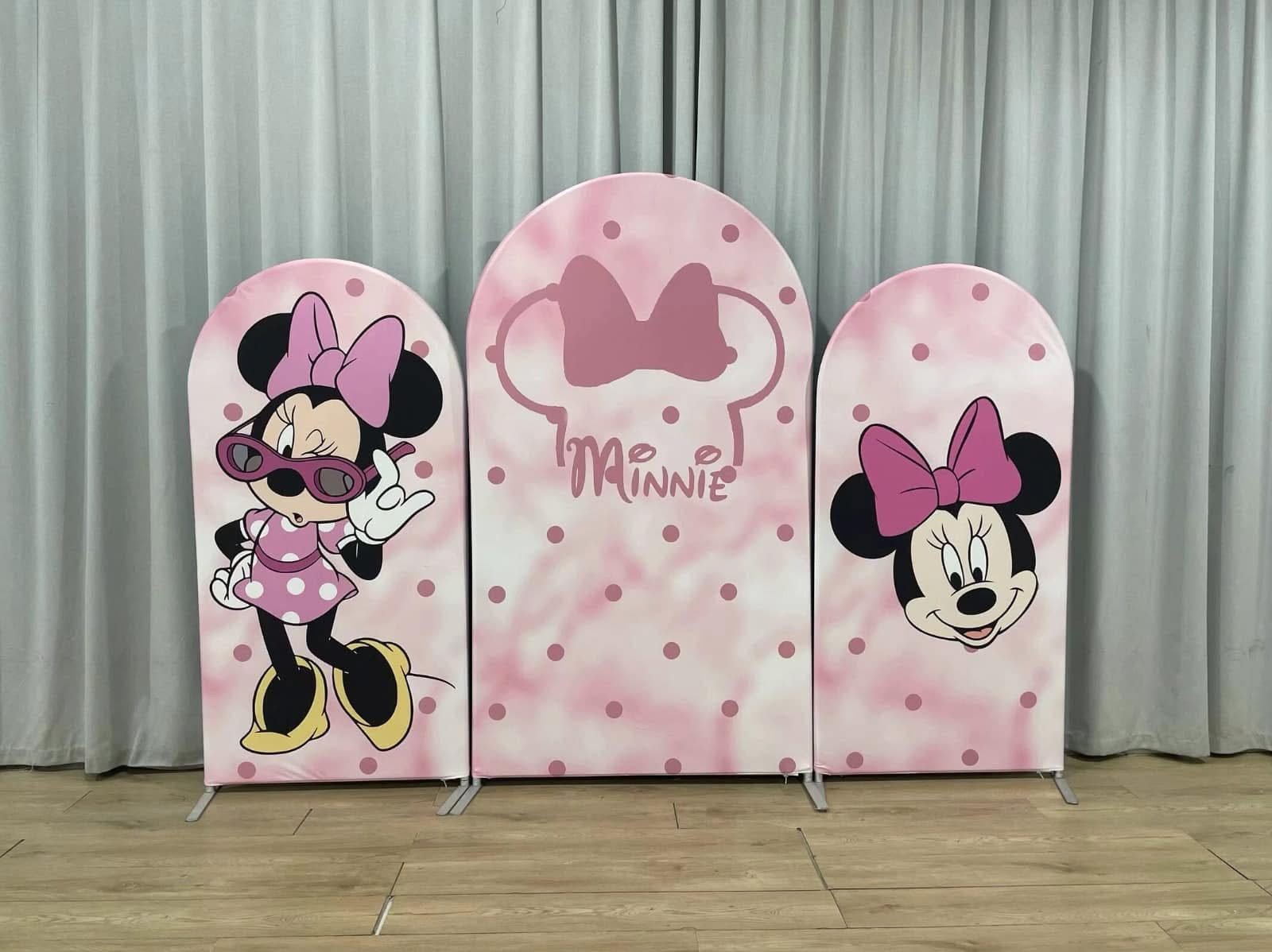 Minnie Mouse Arch Backdrop Set - 3 Panels Pink Polka Dot & Bow Photo Booth Background for Kids Birthday Party Decor Minnie Mouse Arch Backdrop Set - 3 Panels Pink Polka Dot & Bow Photo Booth Background for Kids Birthday Party Decor