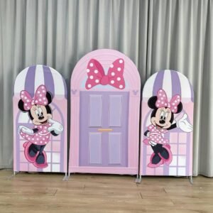 Minnie Mouse Arch Backdrop Set - 3-Piece Kids Party Decor