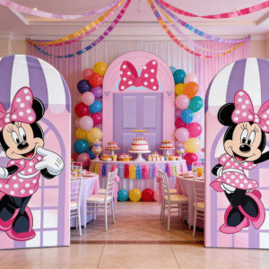 Minnie Mouse Arch Backdrop Set - 3-Piece Kids Party Decor