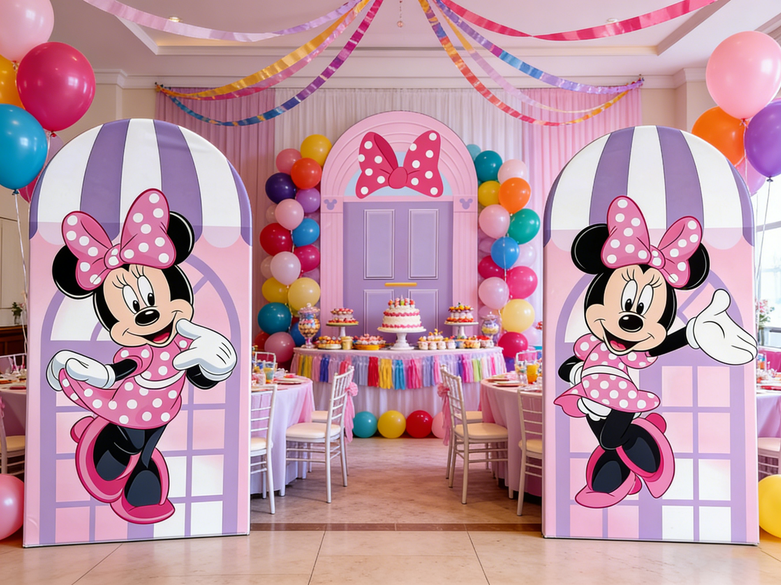 Minnie Mouse Arch Backdrop Set - 3-Piece Kids Party Decor Minnie Mouse Arch Backdrop Set - 3-Piece Kids Party Decor