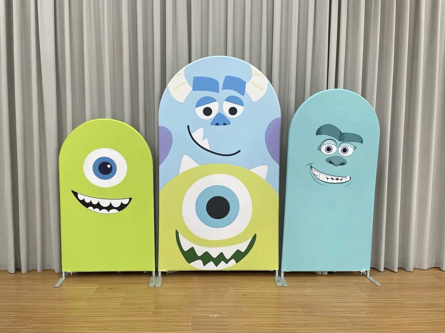 Monsters Inc Arch Backdrop Set - 3 Panels Mike Wazowski & Sulley Big Face Photo Booth Background for Kids Birthday Party Decor Monsters Inc Arch Backdrop Set - 3 Panels Mike Wazowski & Sulley Big Face Photo Booth Background for Kids Birthday Party Decor