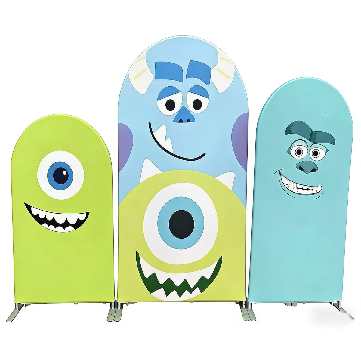 Monsters Inc Arch Backdrop Set - 3 Panels Mike Wazowski & Sulley Big Face Photo Booth Background for Kids Birthday Party Decor Monsters Inc Arch Backdrop Set - 3 Panels Mike Wazowski & Sulley Big Face Photo Booth Background for Kids Birthday Party Decor
