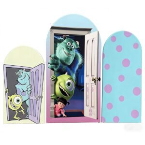 Monsters Inc Theme Arch Backdrop Cover, Sulley and Mike Wazowski Birthday Party Background, Boo's Door Theme Chiara Wall Decor, Set of 3 Elastic Covers