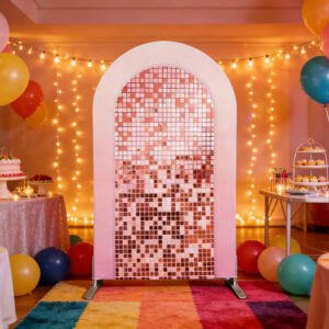 pink gradient sequin backdrop cover