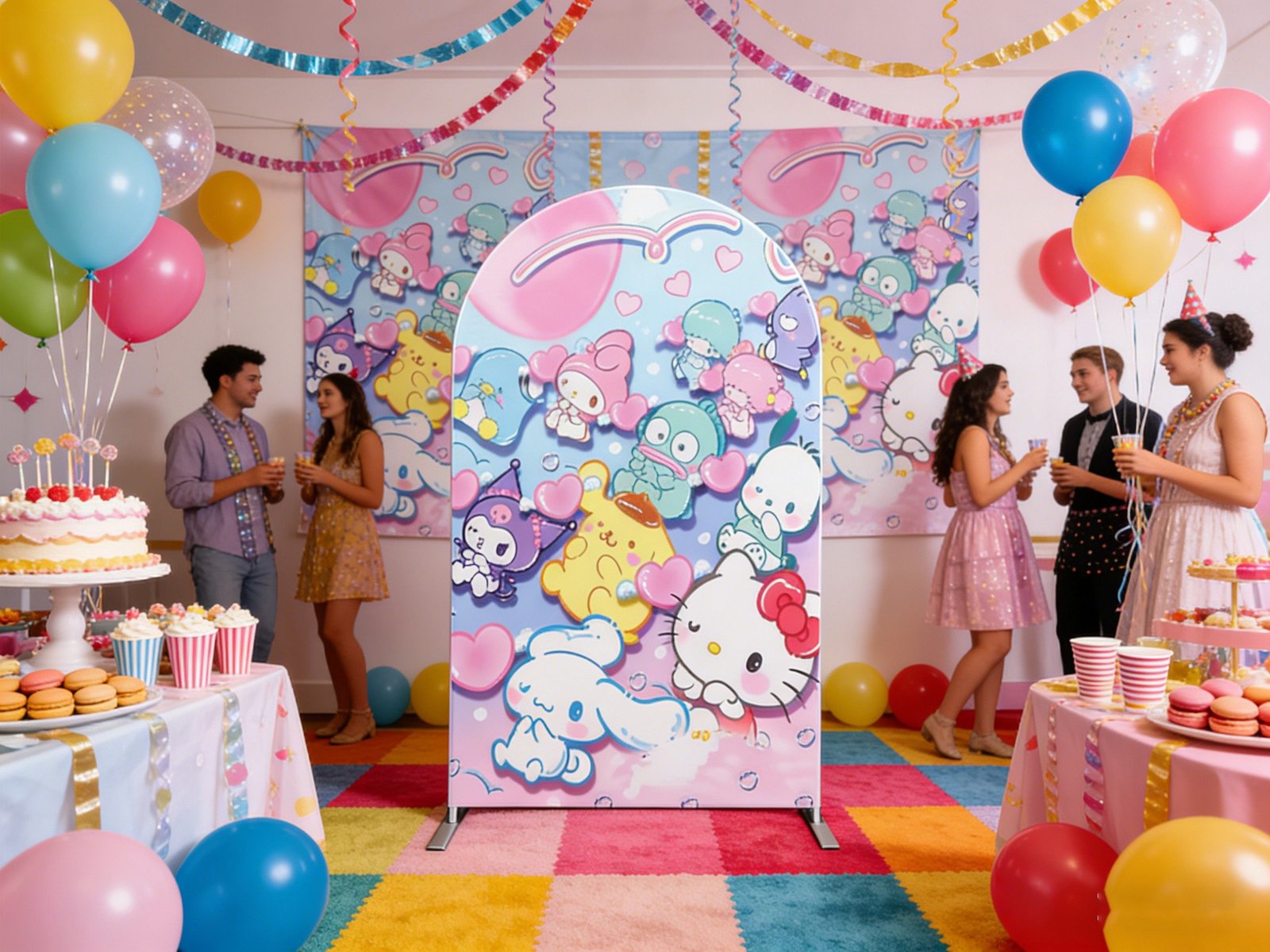 Sanrio All Stars Arch Backdrop Cover, Hello Kitty My Melody Kuromi Party Background, Cinnamoroll Pompompurin Chiara Wall Decor, Cute Kawaii Birthday Backdrop Sanrio All Stars Arch Backdrop Cover, Hello Kitty My Melody Kuromi Party Background, Cinnamoroll Pompompurin Chiara Wall Decor, Cute Kawaii Birthday Backdrop