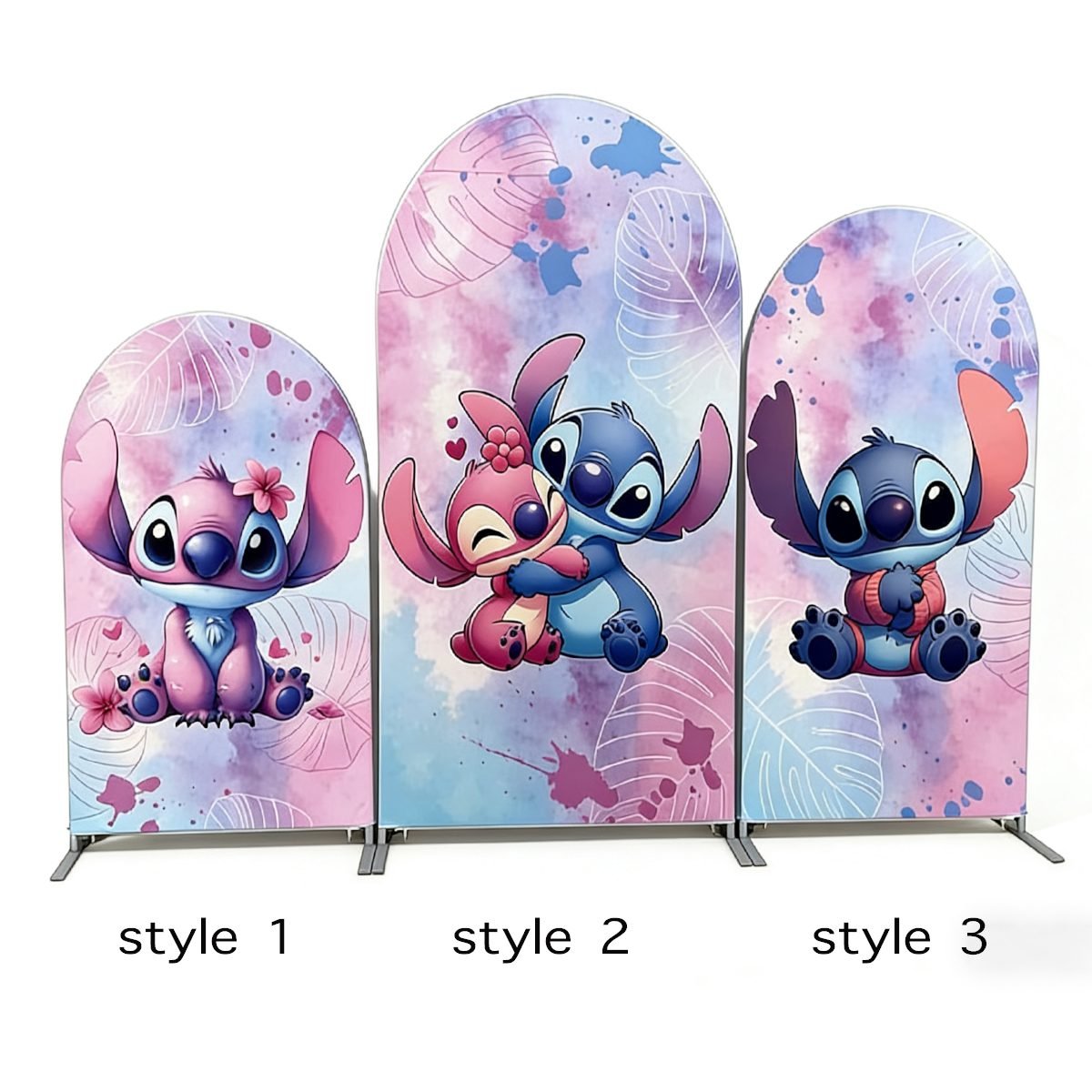 Stitch and Angel Arch Backdrop Set - 3 Panels Pink Blue Watercolor Lilo & Stitch Photo Booth Background for Kids Birthday Party Stitch and Angel Arch Backdrop Set - 3 Panels Pink Blue Watercolor Lilo & Stitch Photo Booth Background for Kids Birthday Party