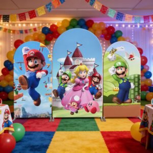 Super Mario Arch Backdrop Set - 3-Piece Kids Party Decor 02