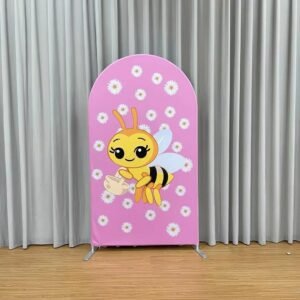 Sweet as Can Bee Arch Backdrop Cover, Pink Daisy Flower and Little Bee Background, Mommy to Bee Baby Shower Decor, Chiara Wall for Girls Birthday