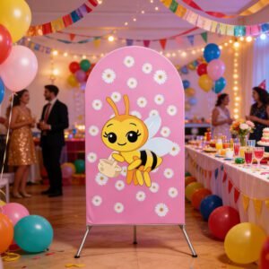 Sweet as Can Bee Arch Backdrop Cover, Pink Daisy Flower and Little Bee Background, Mommy to Bee Baby Shower Decor, Chiara Wall for Girls Birthday