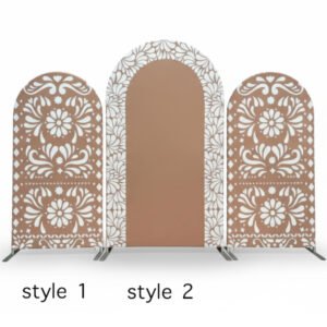talavera style chiara wall arch backdrop set retro brown floral print boho wedding party decor