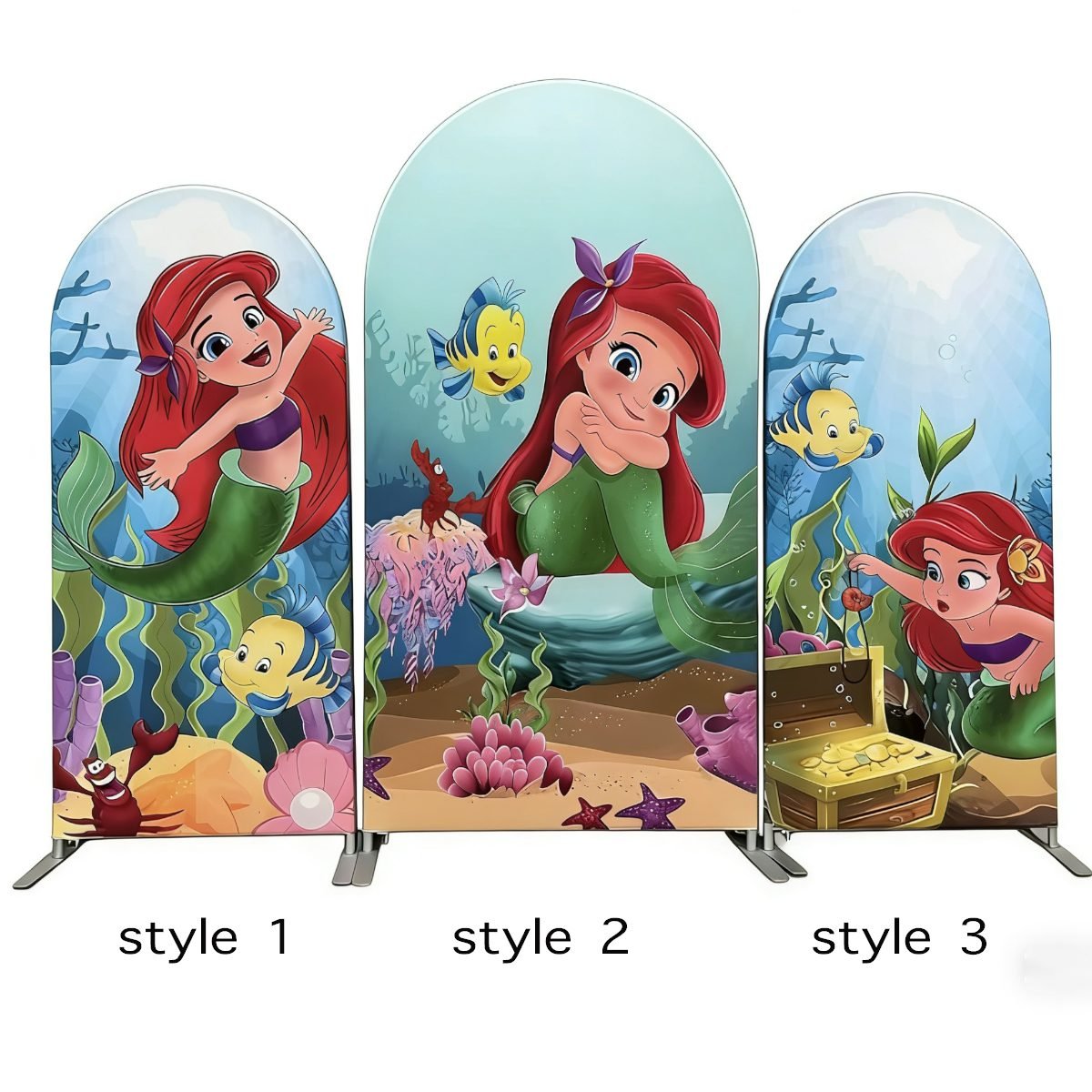 The Little Mermaid Arch Backdrop Set - 3 Panels Ariel Underwater Treasure Photo Booth Background for Kids Birthday Party Decor The Little Mermaid Arch Backdrop Set - 3 Panels Ariel Underwater Treasure Photo Booth Background for Kids Birthday Party Decor