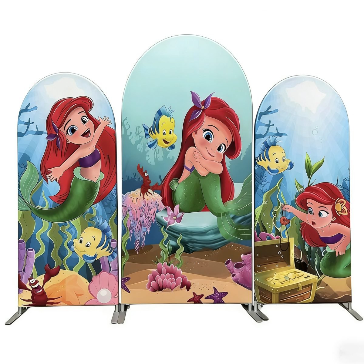 The Little Mermaid Arch Backdrop Set - 3 Panels Ariel Underwater Treasure Photo Booth Background for Kids Birthday Party Decor The Little Mermaid Arch Backdrop Set - 3 Panels Ariel Underwater Treasure Photo Booth Background for Kids Birthday Party Decor