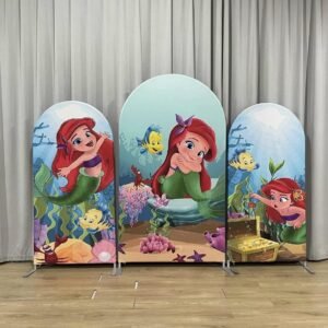 The Little Mermaid Arch Backdrop Set - 3 Panels Ariel Underwater Treasure Photo Booth Background for Kids Birthday Party Decor