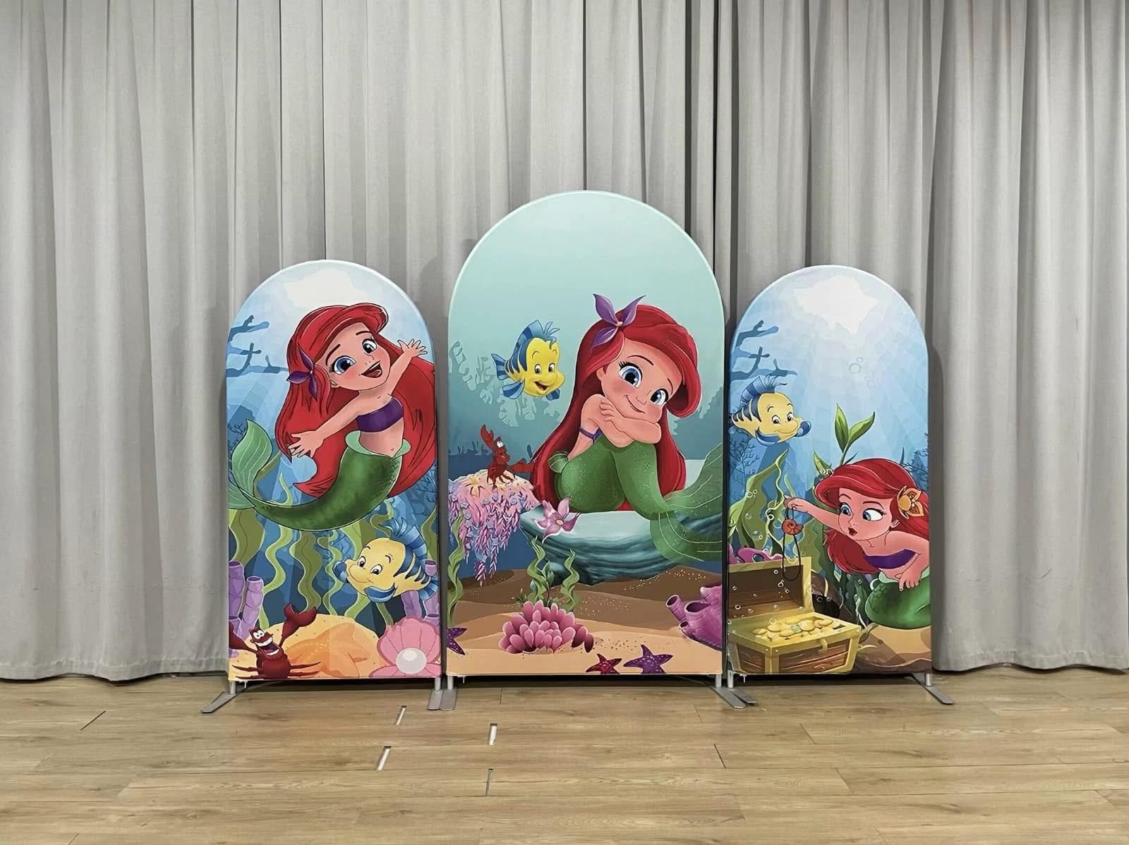 The Little Mermaid Arch Backdrop Set - 3 Panels Ariel Underwater Treasure Photo Booth Background for Kids Birthday Party Decor The Little Mermaid Arch Backdrop Set - 3 Panels Ariel Underwater Treasure Photo Booth Background for Kids Birthday Party Decor