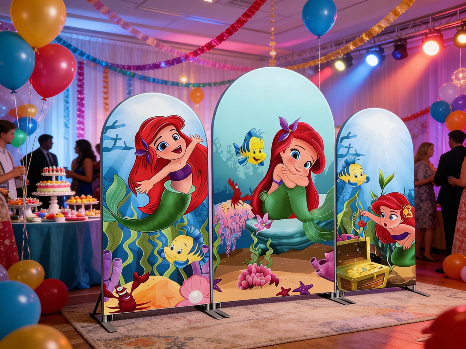 The Little Mermaid Arch Backdrop Set - 3 Panels Ariel Underwater Treasure Photo Booth Background for Kids Birthday Party Decor The Little Mermaid Arch Backdrop Set - 3 Panels Ariel Underwater Treasure Photo Booth Background for Kids Birthday Party Decor