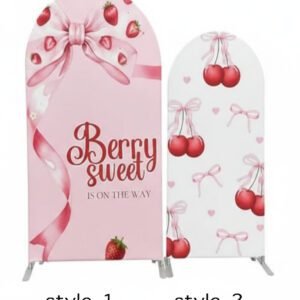 Berry Sweet Is On The Way Baby Shower Arch Backdrop Set - Strawberry & Cherry Party Decor