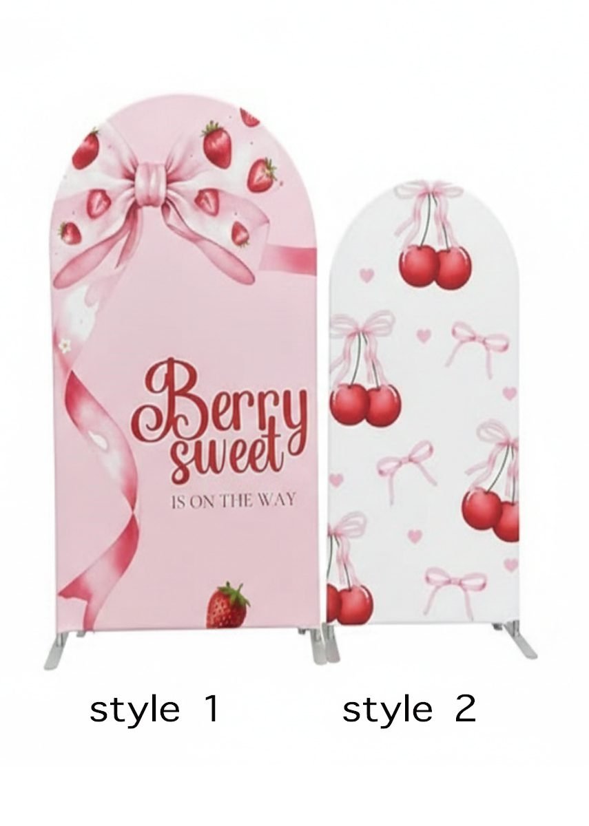Berry Sweet Is On The Way Baby Shower Arch Backdrop Set - Strawberry & Cherry Party Decor Berry Sweet Is On The Way Baby Shower Arch Backdrop Set - Strawberry & Cherry Party Decor