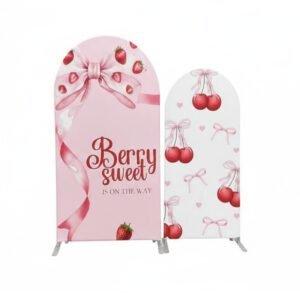 Berry Sweet Is On The Way Baby Shower Arch Backdrop Set - Strawberry & Cherry Party Decor