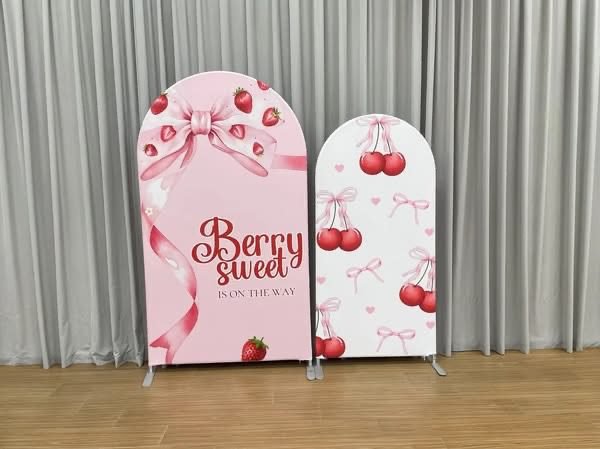 Berry Sweet Is On The Way Baby Shower Arch Backdrop Set - Strawberry & Cherry Party Decor Berry Sweet Is On The Way Baby Shower Arch Backdrop Set - Strawberry & Cherry Party Decor