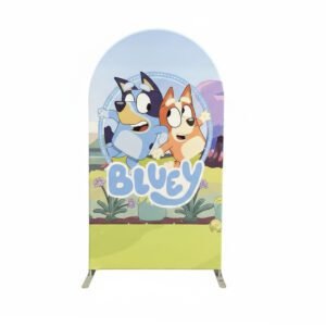 Bluey Theme Chiara Arch Wall Banner - Double-Sided Fabric Backdrop for Kids' Parties