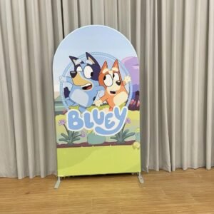 Bluey Theme Chiara Arch Wall Banner - Double-Sided Fabric Backdrop for Kids' Parties