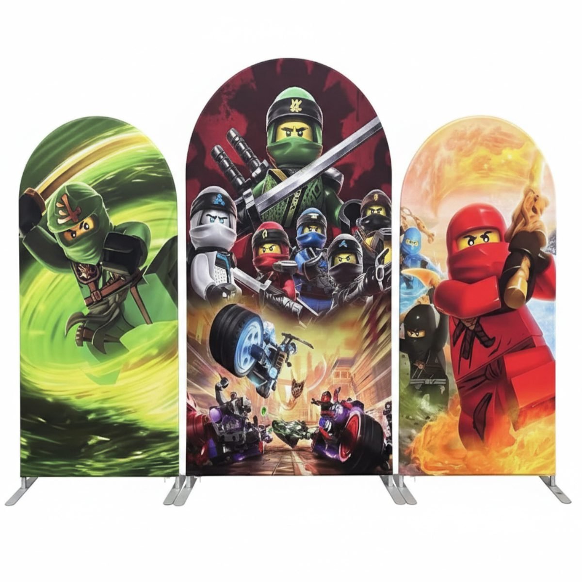 LEGO Ninja Warrior Theme Birthday Party Arch Backdrop Set - Kids' Action Cartoon Background LEGO Ninja Warrior Theme Birthday Party Arch Backdrop Set - Kids' Action Cartoon Background
