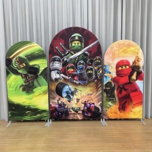 LEGO Ninja Warrior Theme Birthday Party Arch Backdrop Set - Kids' Action Cartoon Background