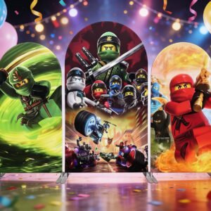 LEGO Ninja Warrior Theme Birthday Party Arch Backdrop Set - Kids' Action Cartoon Background