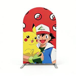 Pokémon Pikachu, Princess Sofia & Beauty and the Beast Chiara Arched Walls for Kids Birthday Party, Set of 3 Tension Fabric Backgrounds