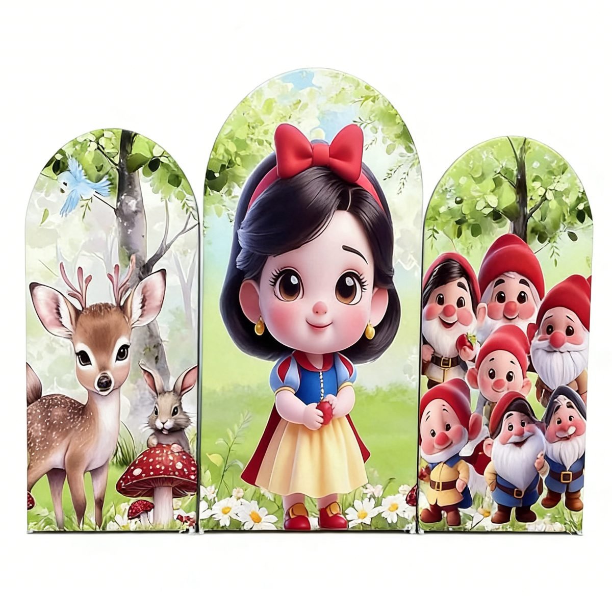 Snow White and the Seven Dwarfs Arch Backdrop Cover, Cute Princess Forest Theme Birthday Background, Woodland Friends Chiara Wall Decor, Set of 3 Elastic Covers Snow White and the Seven Dwarfs Arch Backdrop Cover, Cute Princess Forest Theme Birthday Background, Woodland Friends Chiara Wall Decor, Set of 3 Elastic Covers