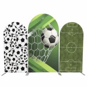 Soccer Theme Birthday Party Arch Backdrop Set - Football Goal & Field Background